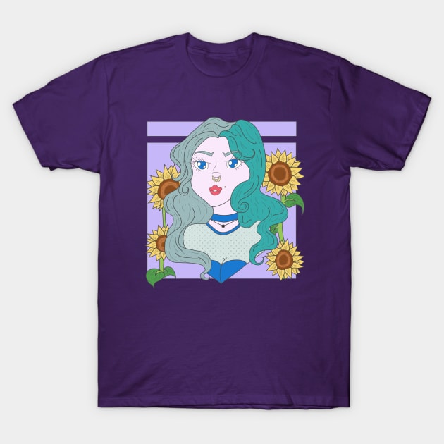 Sunflower Girl T-Shirt by Inkpoof